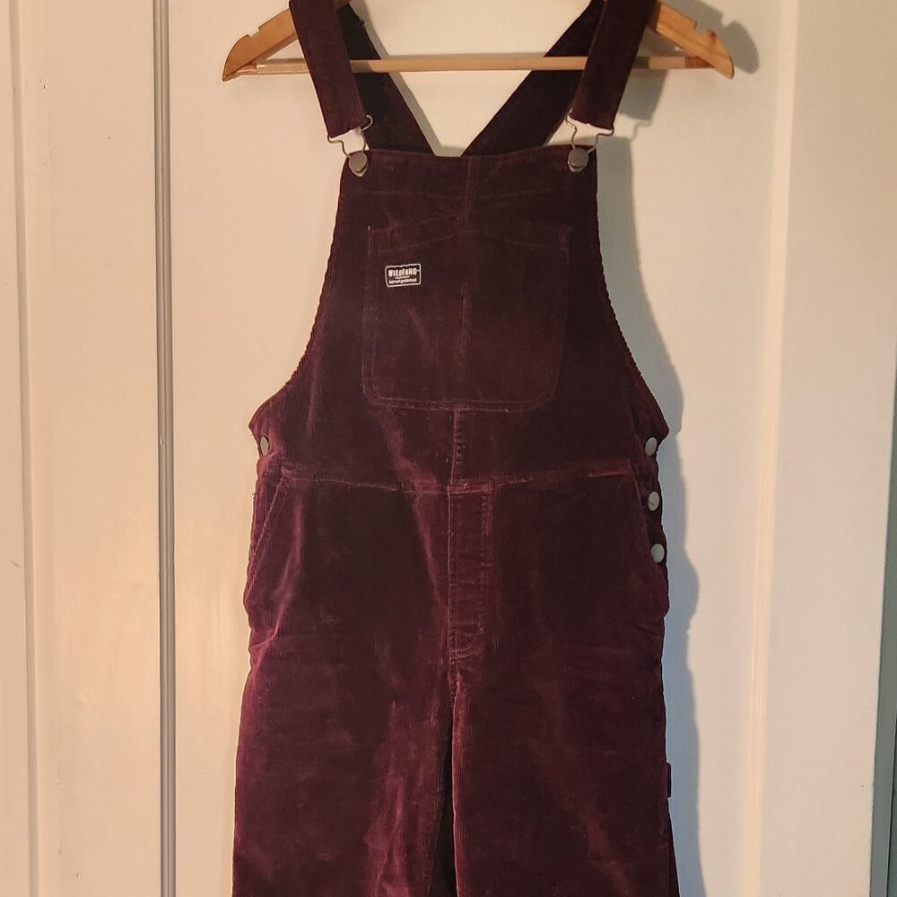 Wildfang Unisex Maroon Corduroy Overalls - Picture 2 of 5
